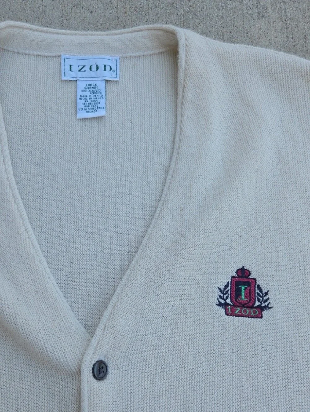 IZOD Vintage Button-Up V-Neck Cardigan Sweater Sz Lg